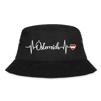 Österreich Herzschlag Austria Herz Flagge - Bucket Hat - Schwarz - Vorne - Lela (165cm)