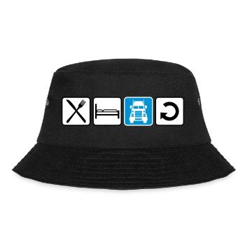logo eat sleep drive repeat truck truck lorry fe - Bucket Hat - black - Front - Lela (165cm)