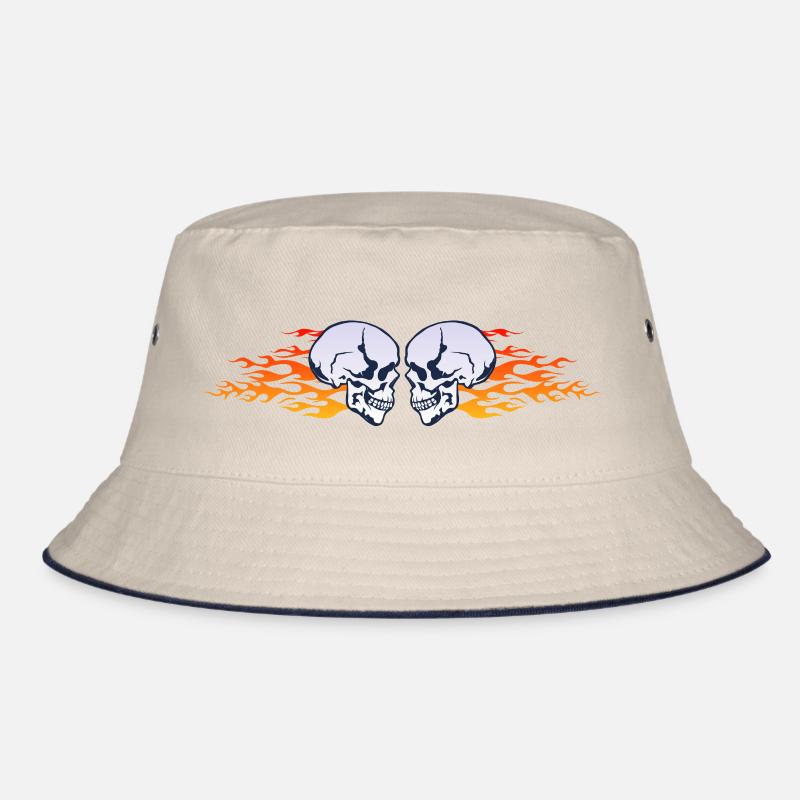 skull skull flame flame flame Bucket Hat