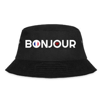 Bonjour, Französisch Bonjour, Bonjour Hoodies,Hallo - Bucket Hat - Schwarz - Vorne - Lela (165cm)