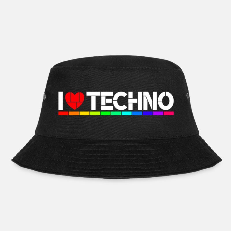 I love Techno - Bucket Hat - black