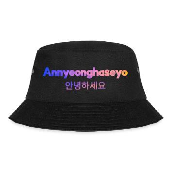Koreanisch Sprache Begrüßung - Bucket Hat - Schwarz - Vorne - Lela (165cm)