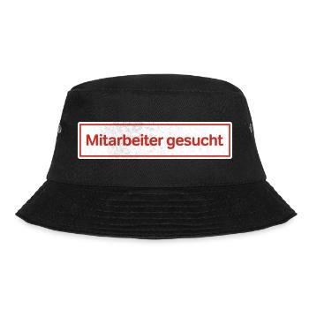 Mitarbeiter gesucht | Aufkleber - Bucket Hat - Schwarz - Vorne - Lela (165cm)
