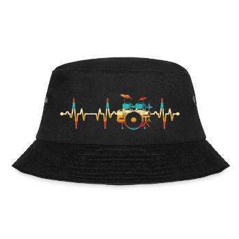 Evolution zum Drummer, ich mag Noten und Musik - Bucket Hat - Schwarz - Vorne - Lela (165cm)