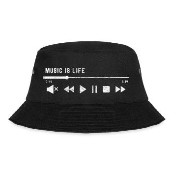 Music is Life - Play Stop Pause Player - Bucket Hat - Schwarz - Vorne - Lela (165cm)
