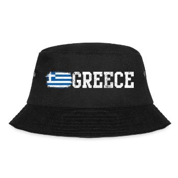 Greece Flag Brush Art Typography - Bucket Hat - black - Front - Lela (165cm)
