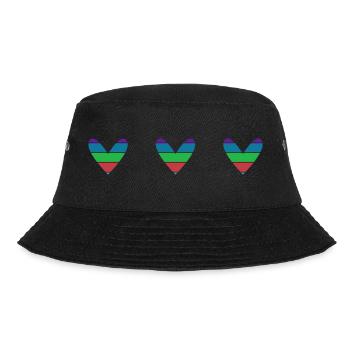 HERZ. HERZ. VALENTINSTAG. LIEBE. LIEBE. HERZ - Bucket Hat - Schwarz - Vorne - Lela (165cm)