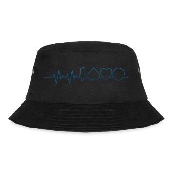 Schafkopf Symbole Schafkopf Heartbeat Herzschlag - Bucket Hat - Schwarz - Vorne - Lela (165cm)