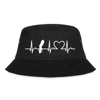 Herzkurve - Puls, Schweden - Reise - Nation - Bucket Hat - Schwarz - Vorne - Lela (165cm)