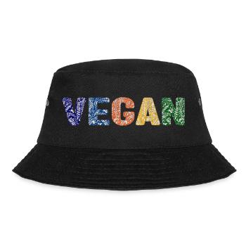 Vegan pattern - primary colors - Bucket Hat - black - Front - Lela (165cm)