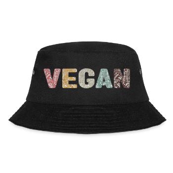 Vegan - botanical pattern - old school - Bucket Hat - black - Front - Lela (165cm)