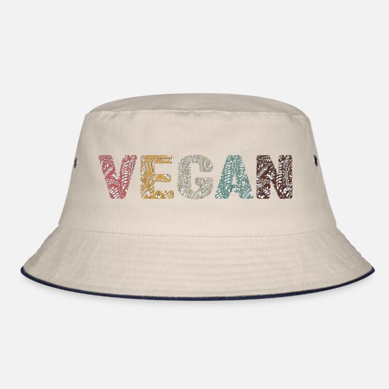 Vegan - botanisches Muster - alte Schule Bucket Hat