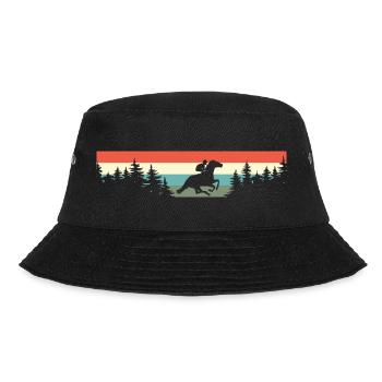 Reiter Reiten Pferd Retro - Bucket Hat - Schwarz - Vorne - Lela (165cm)