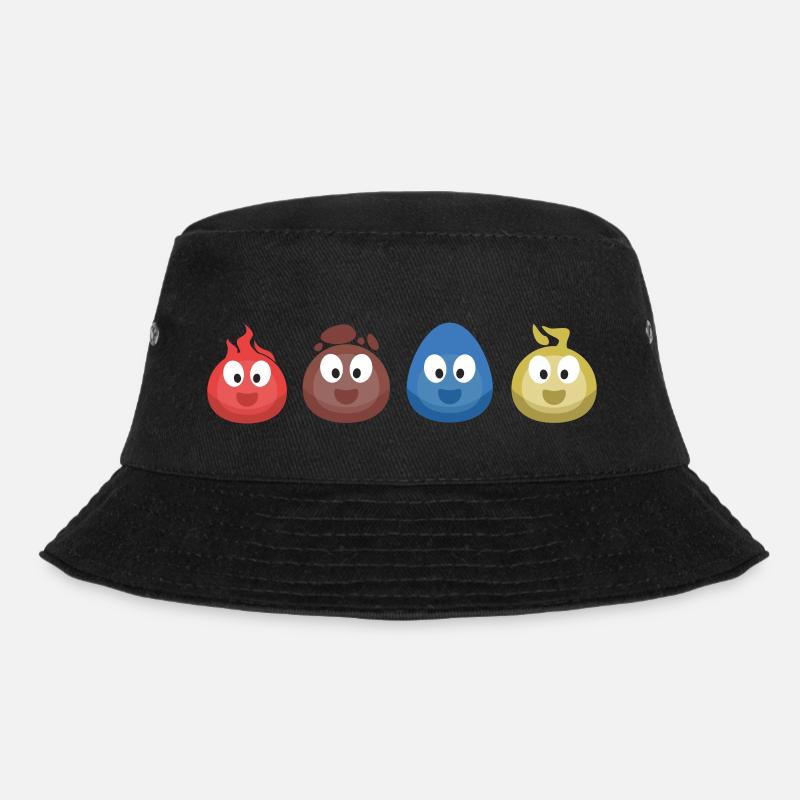 4 Elemente (Feuer, Erde, Wasser, Luft) (Bubble) - Bucket Hat - Schwarz