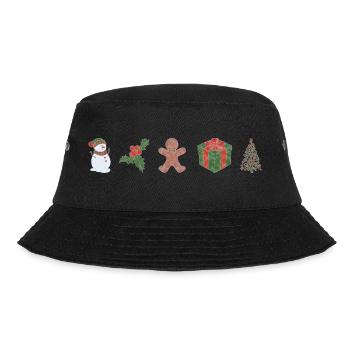Boho Line Art Design, Serie „Xmas“ - Bucket Hat - Schwarz - Vorne - Lela (165cm)