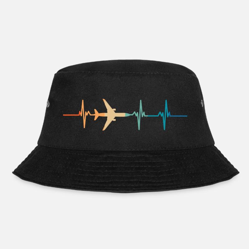 Airplane Heartbeat - Bucket Hat - black