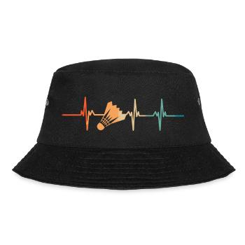 Badminton Herzschlag - Bucket Hat - Schwarz - Vorne - Lela (165cm)