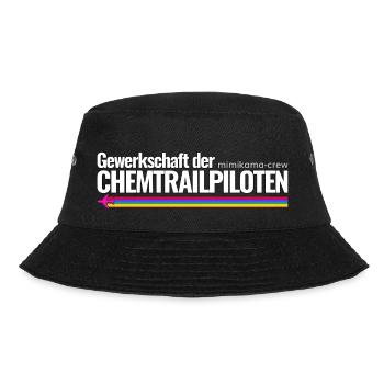 Mimikama Crew Gewerkschaft der Chemtrailpiloten - Bucket Hat - Schwarz - Vorne - Lela (165cm)