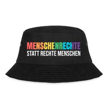 Menschenrechte Demonstration gegen Rechtstatt - Bucket Hat - Schwarz - Vorne - Lela (165cm)