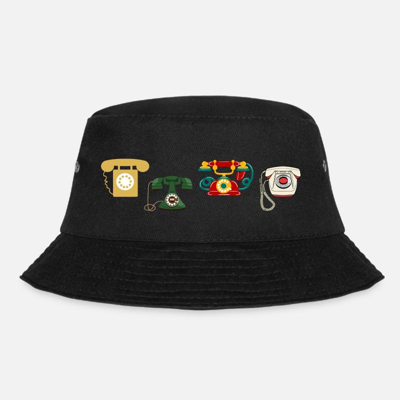 Vintage-Retro-Telefon - Bucket Hat - Schwarz