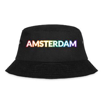 Schwuler Amsterdamer Regenbogen - Bucket Hat - Schwarz - Vorne - Lela (165cm)