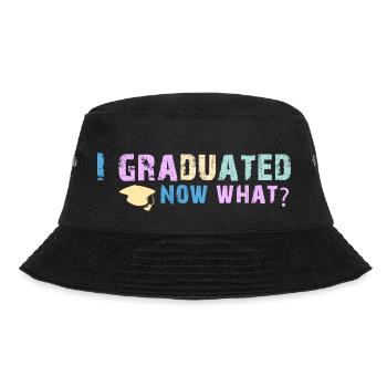 Graduated - Now What Funny Graduation Day T-Shirt a - Bucket Hat - Schwarz - Vorne - Lela (165cm)