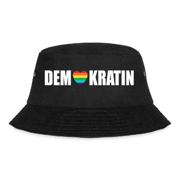 Demokratin Demonstration gegen rechts Demokratie - Bucket Hat - Schwarz - Vorne - Lela (165cm)