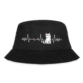 Herzschlag der Katze - Bucket Hat - Schwarz - Vorne - Lela (165cm)