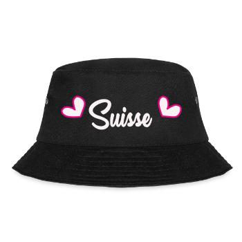 SCHWEIZ. LAND. GENF. HUMOR. FLAGGE - Bucket Hat - Schwarz - Vorne - Lela (165cm)