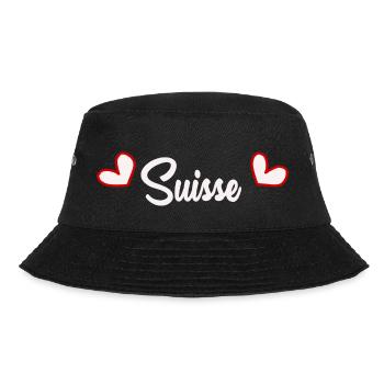 SCHWEIZ. HUMOR. LAND. FLAGGE. GENF. LAUSANNE - Bucket Hat - Schwarz - Vorne - Lela (165cm)