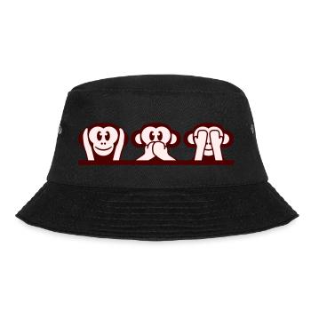 3 Wise Monkeys Hear Nothing Say See Monkey Fun - Bucket Hat - black - Front - Lela (165cm)