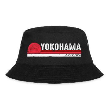 Yokohama Japan Skyline Vintage Heritage Geschenk - Bucket Hat - Schwarz - Vorne - Lela (165cm)