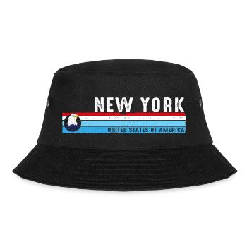New York City Vintage Skyline Klassischer Retro-Stil - Bucket Hat - Schwarz - Vorne - Lela (165cm)