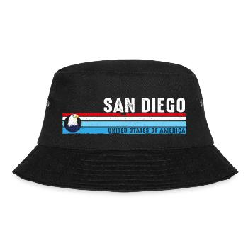 San Diego California Vintage Retro Coastal Style - Bucket Hat - black - Front - Lela (165cm)