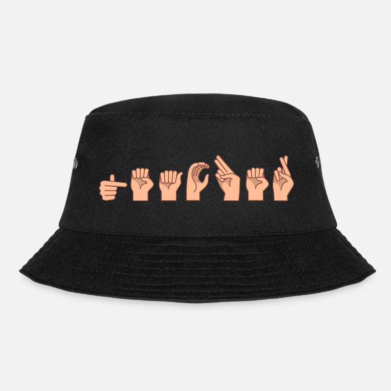 ASL Teacher Sign Language Hand Signs Deafness - Bucket Hat - Schwarz