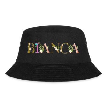 BIANCA Name mit Blumen geschmückt - Bucket Hat - Schwarz - Vorne - Lela (165cm)