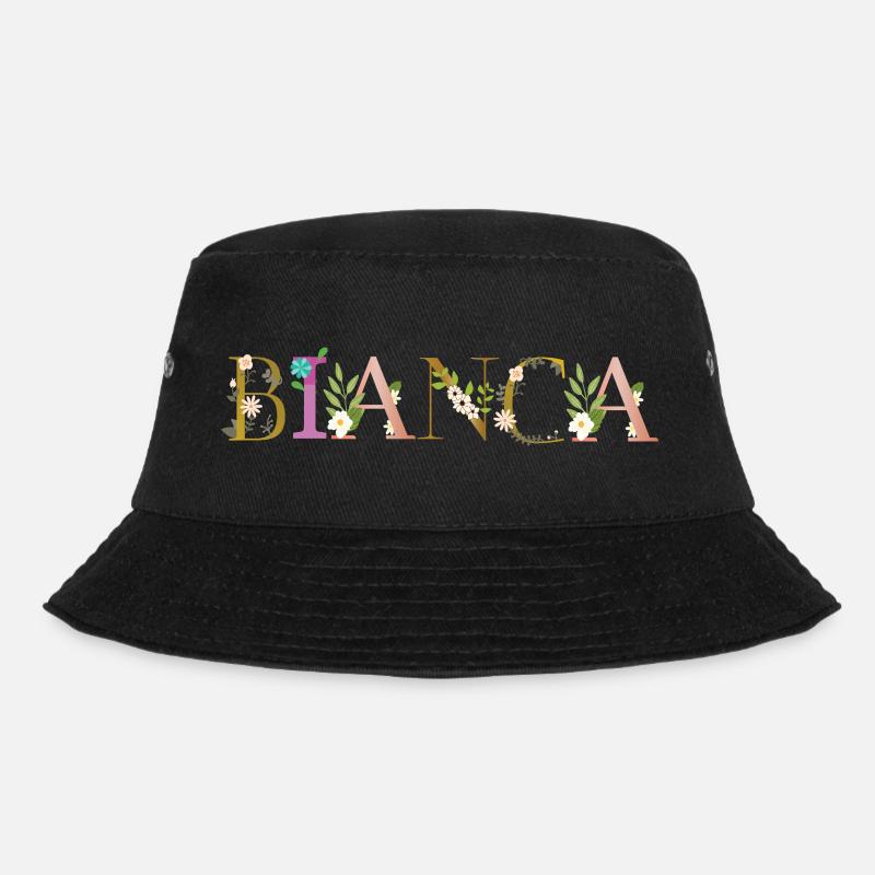 BIANCA Name mit Blumen geschmückt - Bucket Hat - Schwarz
