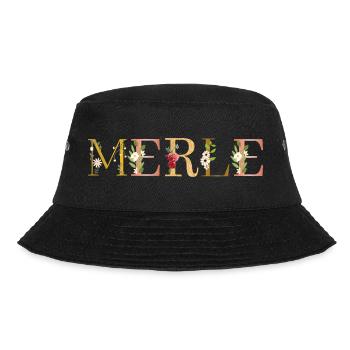 MERLE name adorned with flowers - Bucket Hat - black - Front - Lela (165cm)