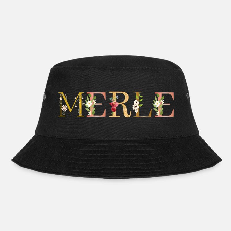 MERLE Name mit Blumen geschmückt - Bucket Hat - Schwarz