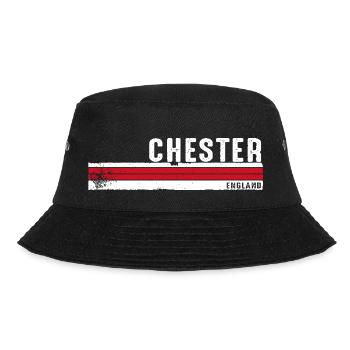 Chester England Retro Vintage Design für die Geschichte - Bucket Hat - Schwarz - Vorne - Lela (165cm)