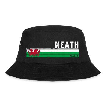 Neath: Umarmen Sie walisischen Charme mit Retro-Design - Bucket Hat - Schwarz - Vorne - Lela (165cm)