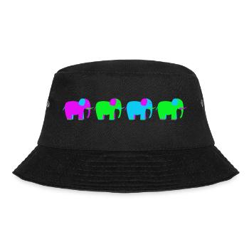 vier bunte Elefanten - Bucket Hat - Schwarz - Vorne - Lela (165cm)