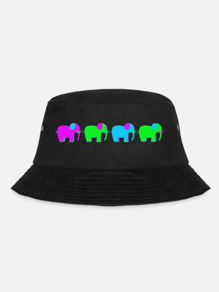 vier bunte Elefanten - Bucket Hat - Schwarz