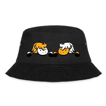 2 Pferde Team hinter Zaun versteckt Mauer Freund - Bucket Hat - Schwarz - Vorne - Lela (165cm)