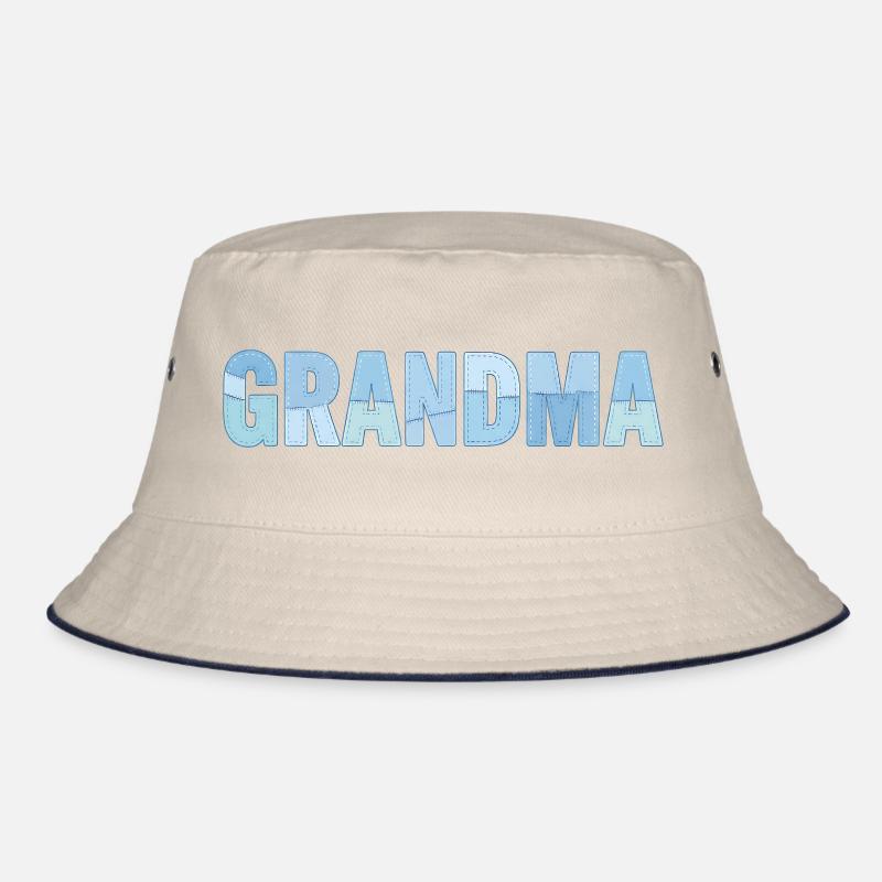 Nähte der Oma – Blau gestickt Patchwork Bucket Hat