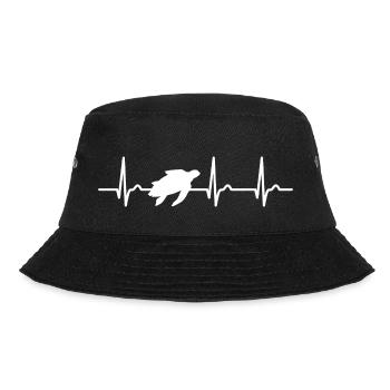 EKG Kurve - Herzkurve - Meeresschildkröte - Natur - Bucket Hat - Schwarz - Vorne - Lela (165cm)
