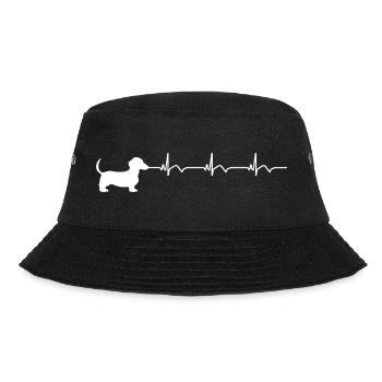 Dackel EKG Herzschlag - Bucket Hat - Schwarz - Vorne - Lela (165cm)