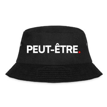 VIELLEICHT | Minimalistischer humoristischer Ausdruck - Bucket Hat - Schwarz - Vorne - Lela (165cm)