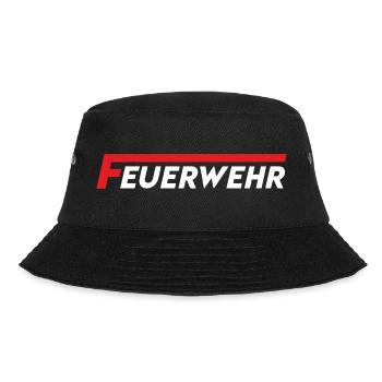 Feuerwehr Flammenlogo Rot Weiß - Bucket Hat - Schwarz - Vorne - Lela (165cm)