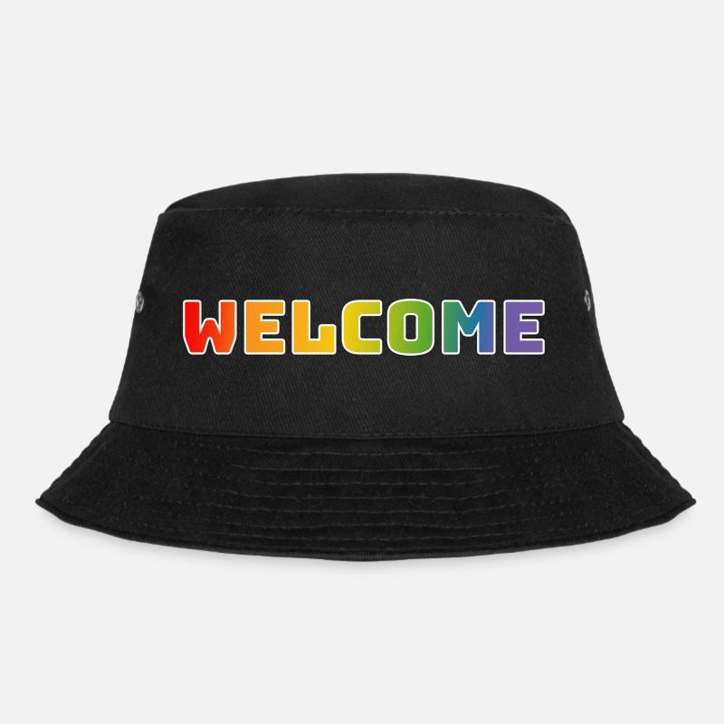 Rainbow welcome white - Bucket Hat - black